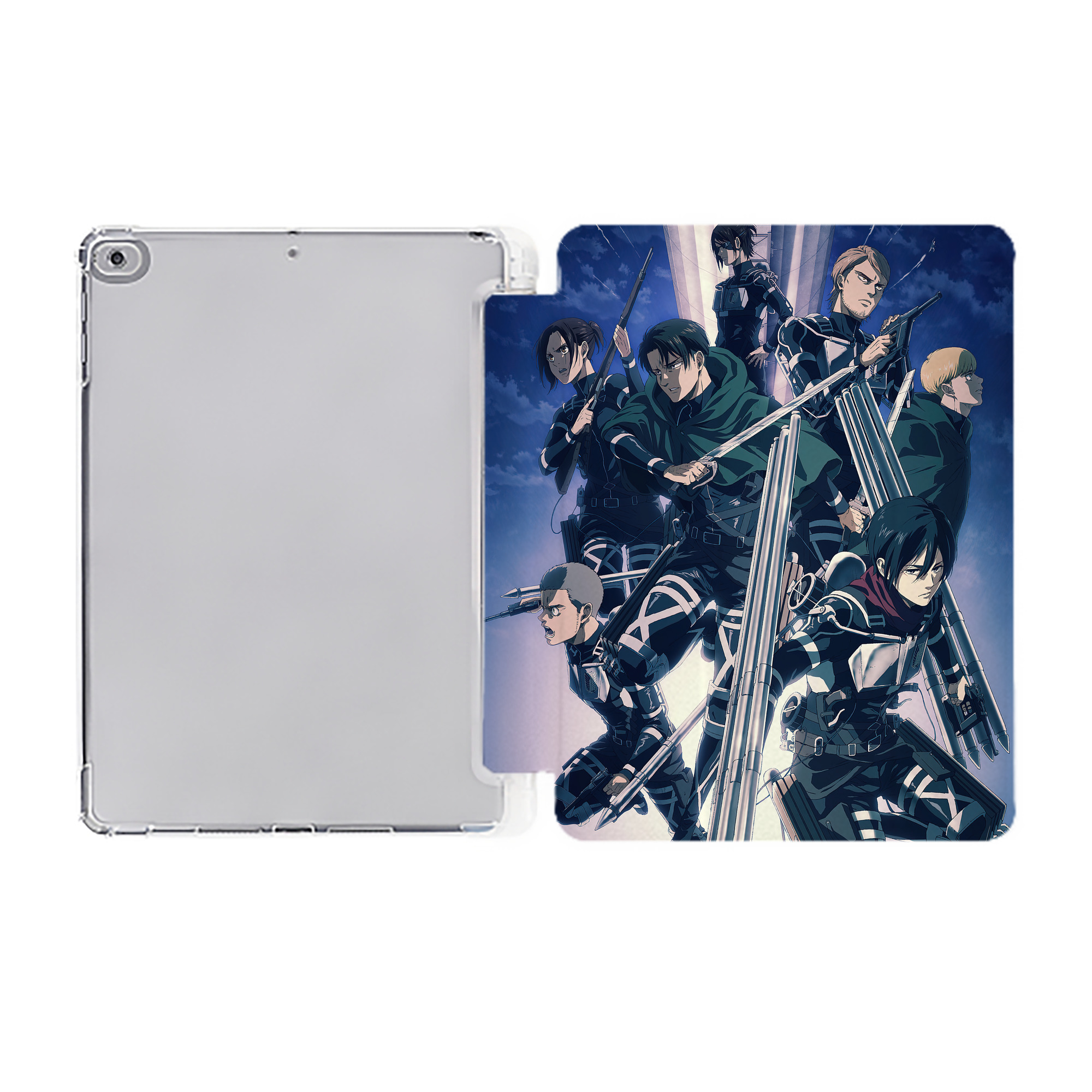 （画像用） 進撃の巨人 Attack on Titan IPad ケース ペン収納付き 三つ折りスタンド PUレザー×シリコン 対応機種9.5/10.5/10.9インチ